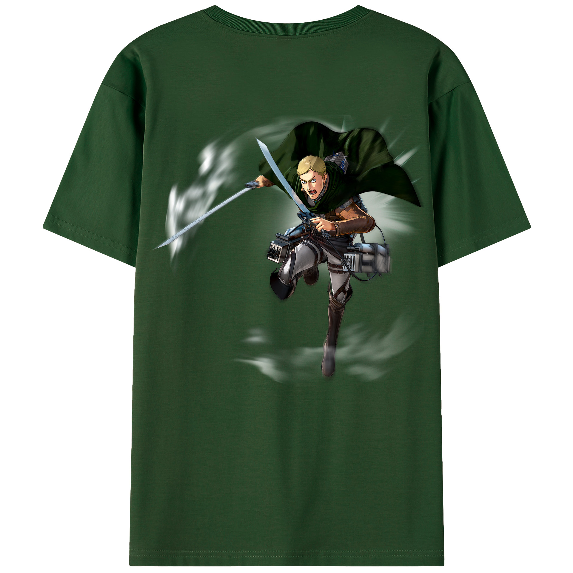 （画像用） 進撃の巨人 エルヴィン・スミス Attack on Titan Erwin Smith 綿100％半袖Tシャツ（背面プリント）